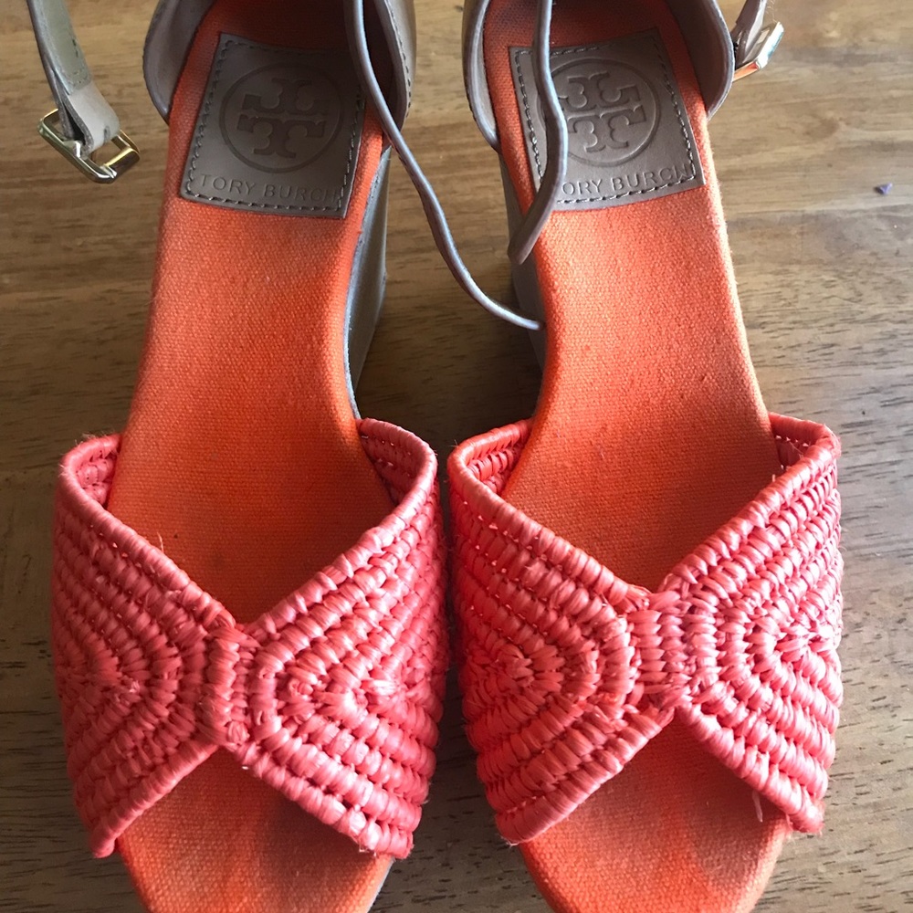 Tory Burch Orange Wedges
